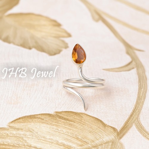Pendentif En Argent Sterling 925 Avec Citrine Naturelle – Forme Poire, Chaîne Serpent, Bijou Neuf
