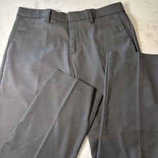 Perry Ellis Portfolio Flat Front Dress Pants Lightweight Gray Textured 34x30