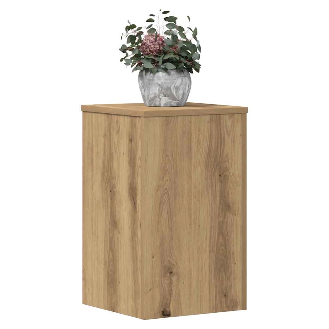 Plant Stand 2pcs Oak Engineered Wood Tiered 30x30x50cm Indoor Outdoor Set Home!