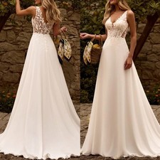 Trendy A-line Wedding Dresses for Women Lace Appliques Corset Sleeveless