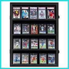 20 Graded Card Display Case - Wall-Mount Baseball Card Display Case - Lockabl...