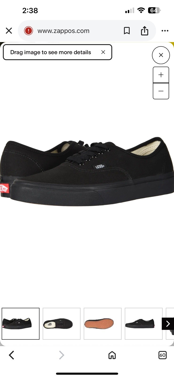 Women’s Van’s Authentic Core Classic Shoes Size 9 Black Brand New In Box image 10