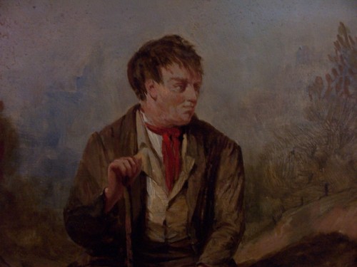 ERSKINE NICOL 1825-1904 ORIGINAL OIL PAINTING ON PANEL PORTRAIT OF A MAN AT REST - Picture 3 of 11