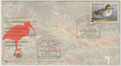 2003 UN Vienna FDC - Baikal Teal, Endangered Species - E 0.51 Stamp