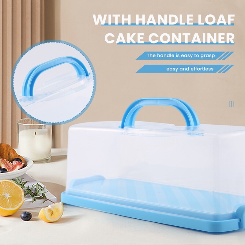 Portable Bread Box with Handle Loaf Cake Container Plastic Rectangular ...