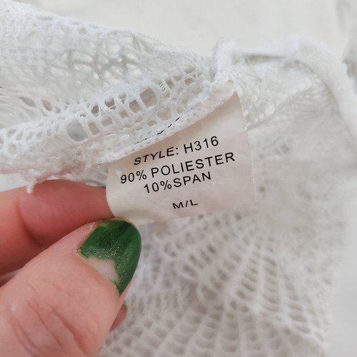 Bralette Boho Racerback de encaje blanco talla mediana grande - Imagen 6 de 6