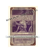 1917 Ideal Power Chicago Pneumatic Tool Co metal tin sign wall art wall decor