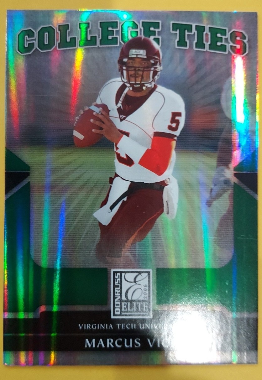 2006 Donruss Elite College Ties Green #CT-20 Marcus Vick /1000 Hokies