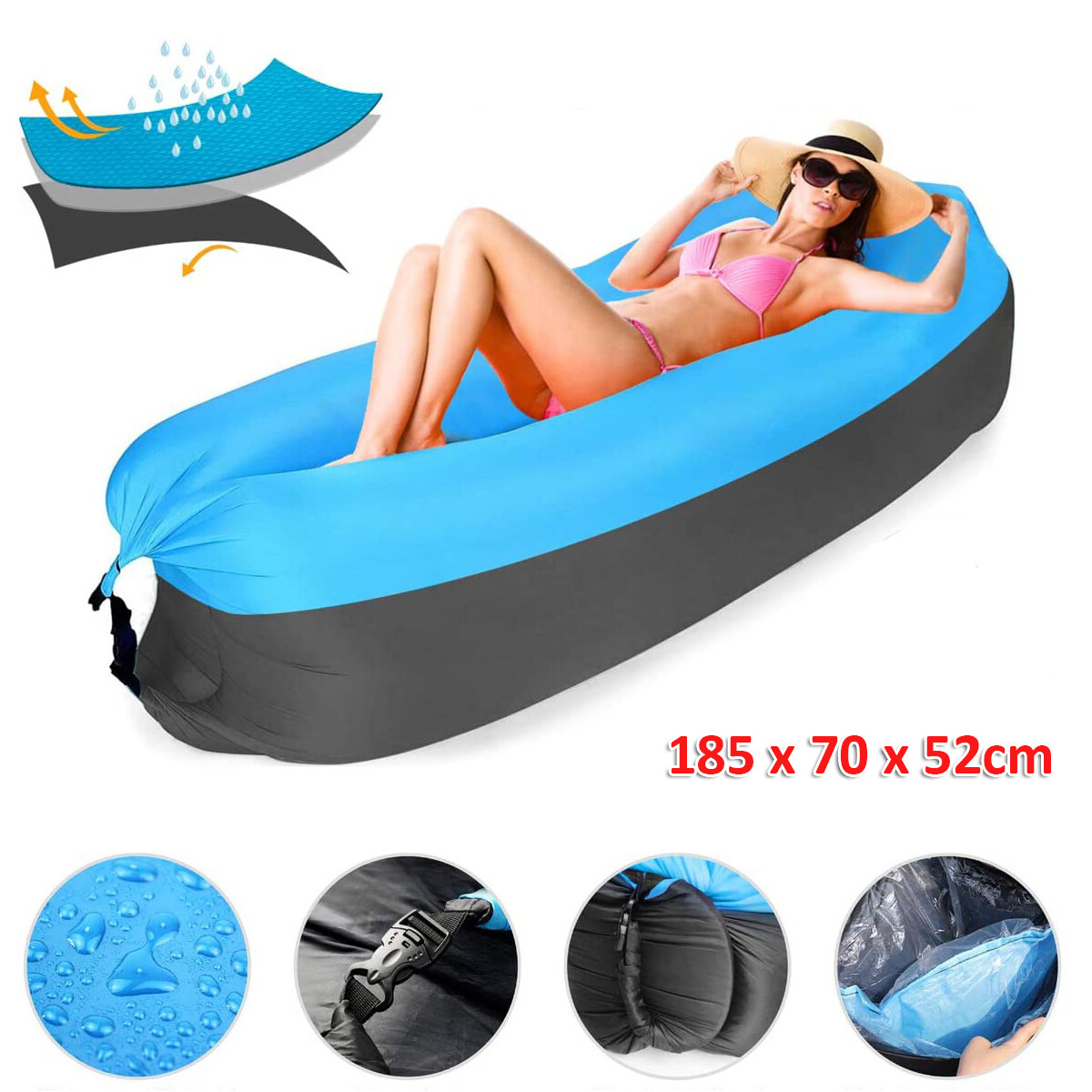 Sofá de aire inflable cojín de aire tumbona de aire ares sofá playa al aire libre tumbona 210T