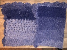 Hand Crocheted Chunky Chenille Lap/Baby Blanket 42 x 42 Shades of Blue