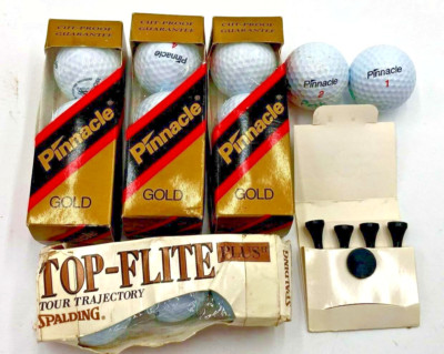 Lot of 14 Golf Balls & Tees - Pinnacle Gold, Top-Flite Spalding Golfing Set