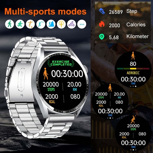 Men's Stainless Steel Strap Smart Watch With Wireless Call, Call And Message Rem - Picture 4 of 11