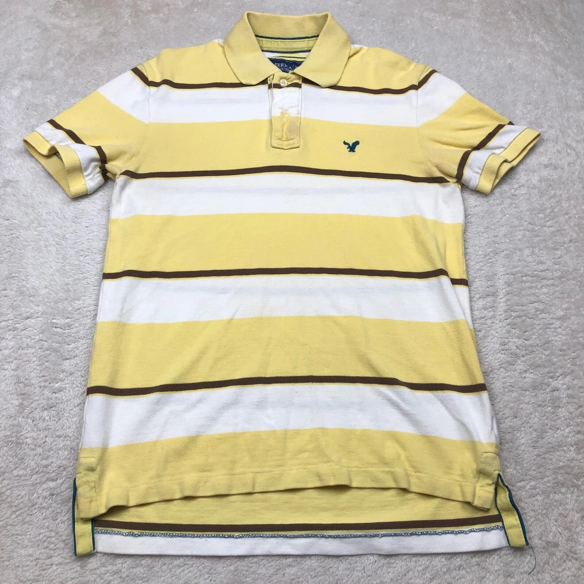 american eagle yellow and white striped shirt