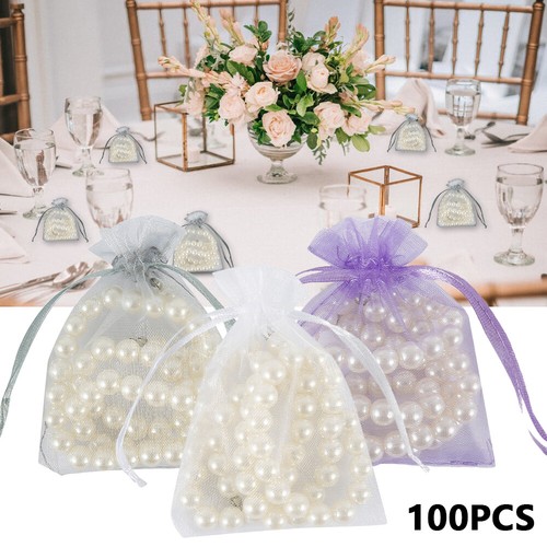 100PCS Small Organza Favour Pouches Gift Bag Voile Net Bags Drawstring·FAM $⇕ - Picture 11 of 14