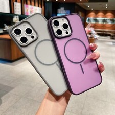 For iPhone 16 Pro Max 16E 15 14 13 12 Magnetic Slim Translucent Matte Back Case