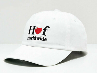Huf Worldwide Skate Shoes Cap Dad 6 Panel Hat Love CV Curved Visor White
