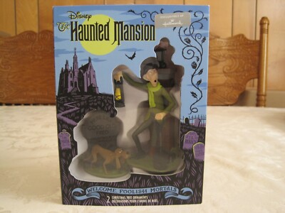 HALLMARK DISNEY THE HAUNTED MANSION THE CARETAKER & HIS DOG 2 PACK ORNAMENTS