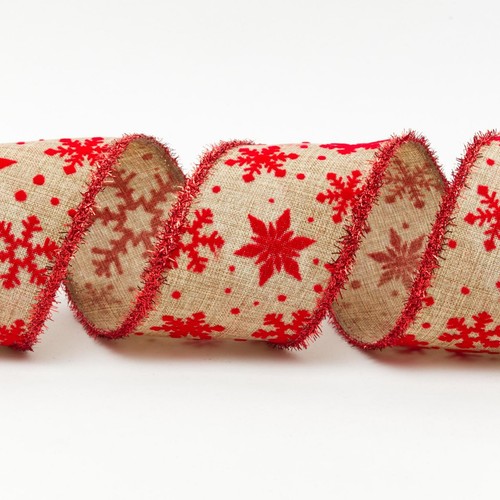 Snowflake Tinsel Christmas Ribbon - 3 Colours -63mm Wide -Per Metre - Picture 3 of 7