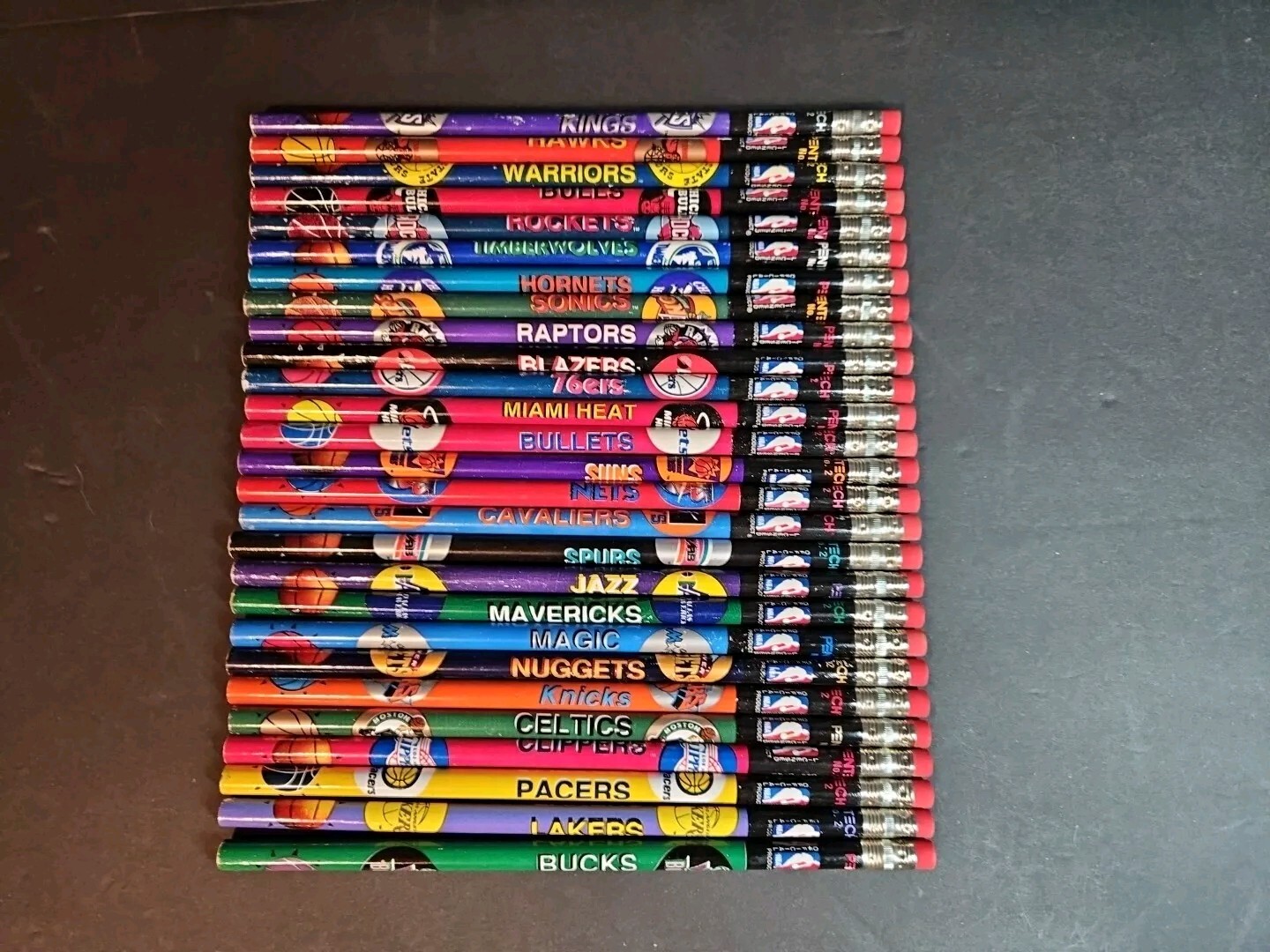 PENCILS (27) Vintage Pentech NBA No. 2 Pencils Warriors Spurs Jazz Hornets Bucks-image