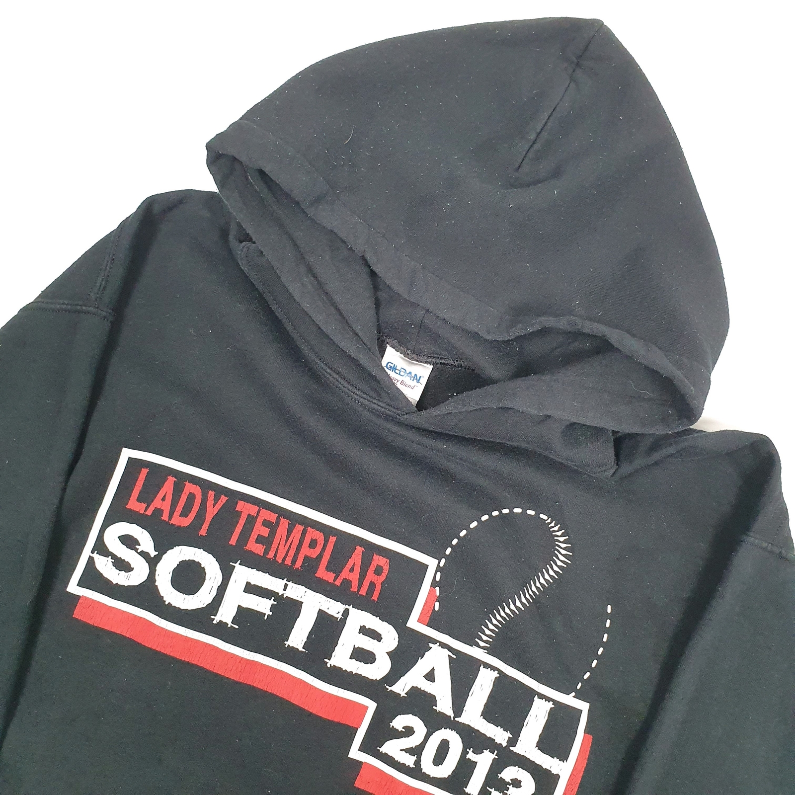 GILDAN Hoodie USA College Softball Cotton Jumper Sweatshirt Mens M image 2
