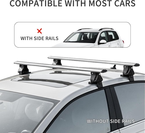 Universal Roof Rack Cross Bars 55" Car Rooftop Luggage Crossbars, Adjustable Loc - Picture 2 of 6