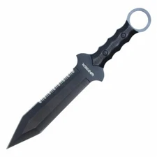 Fixed Blade Knife | 12" Spartan Black Tactical Roman Sharp Dagger HWT267BK