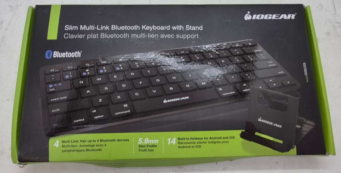IOGEAR GKB632B Slim Multi-Link Bluetooth Keyboard with Stand