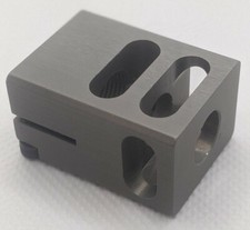 9mm Muzzle Brake 1/2x28 Clear Ano, clamp, for Glock 17/19 width slides faux KKM