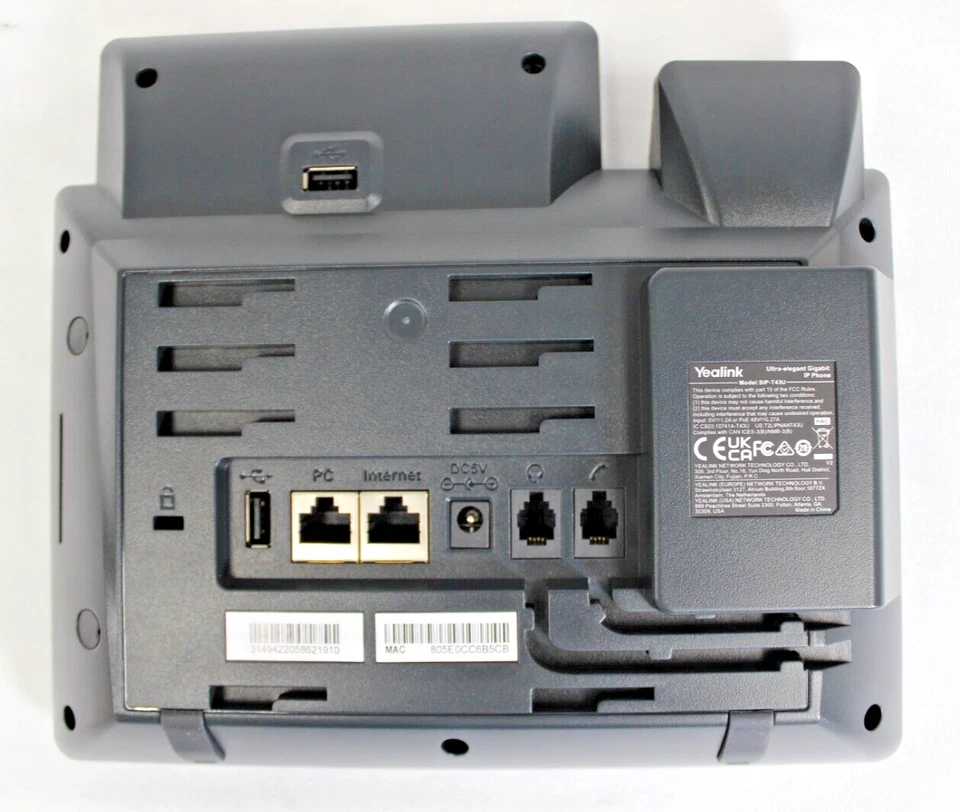 Yealink T43U Teléfono IP Gigabit Ultra Elegante Montaje en Pared con Cable SIP-T43U Foto 4 de 4