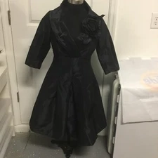 Rickie Freeman By Teri Jon A-Line Floral Black Bow Cocktail V-neck Dress 10