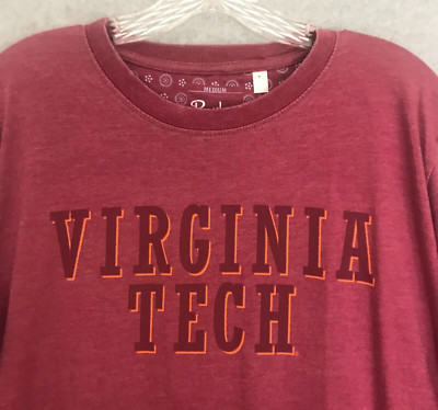 NWT Virginia Tech Hokies T Shirt Mens Medium Red Vintage Wash Long Sleeve New