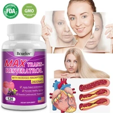 Organic Trans Resveratrol - 1200mg -Anti-Aging, Heart healthy