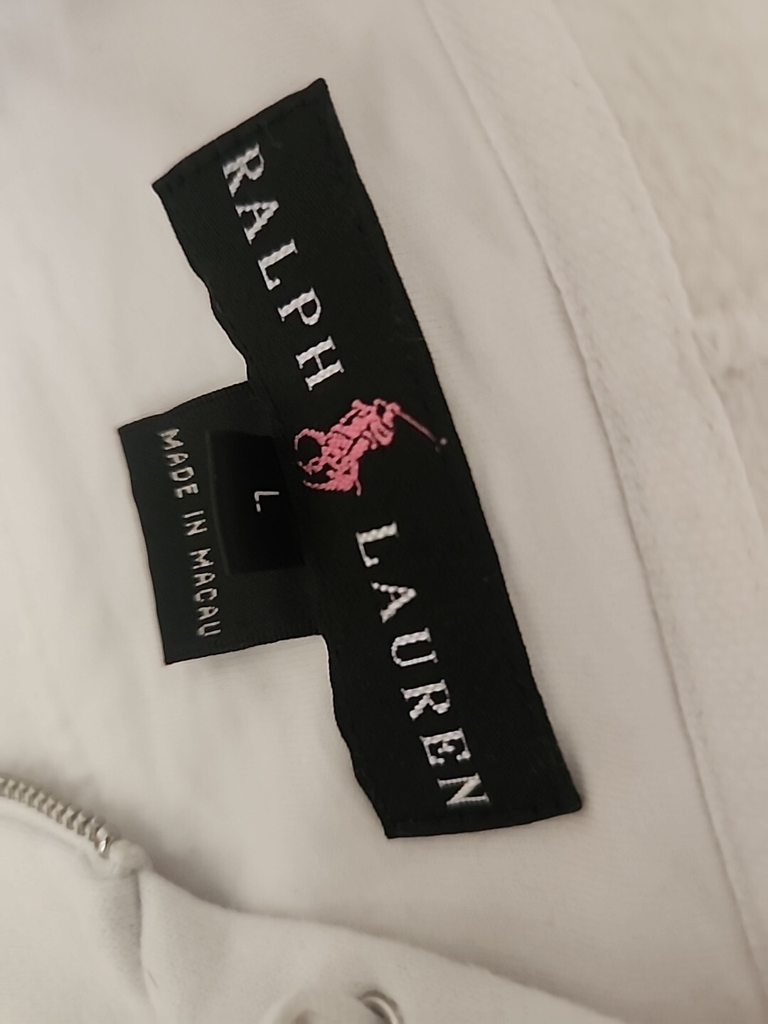 Giacca Ralph Lauren bianca rosa pony con zip taglia L