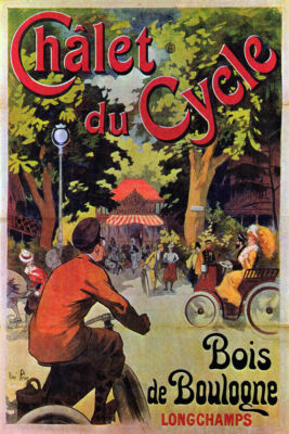 CHALET DU CYCLE BOIS DE BOULOGNE WOODS BICYCLE RIDE FRENCH VINTAGE POSTER REPRO