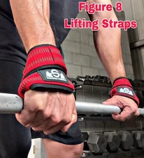 Weight Lifting Wrist Straps Figure 8 For Deadlifts Shrugs Power Workout Padded