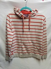 Mountain Warehouse Long Sleeved Hoodie Pullover Sz 10 White W/Orange Stripes