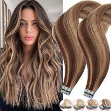 REMY Echthaar Tape In Extensions Russisch Tape On Haarverlängerung 60 Tressen DE