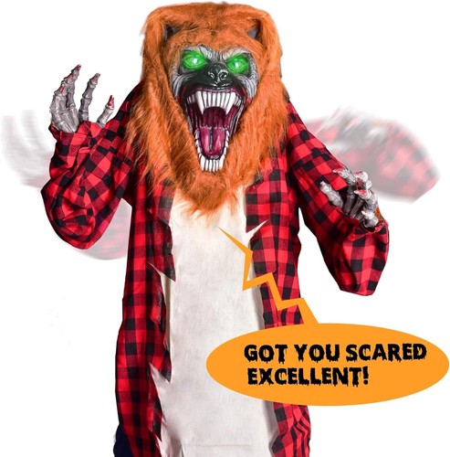 7FT Halloween Decorations Outdoor - Standing Animatronic Giant Towering Werewolf - Picture 5 of 6