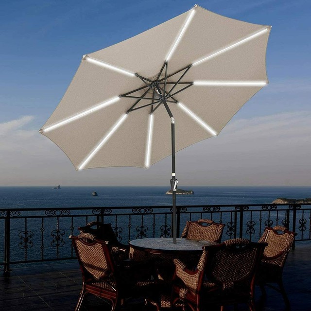 Grand Patio Deluxe 10 Ft Curvy Aluminum Offset Patio Umbrella With Handle And 8 For Sale Online Ebay