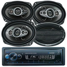 1 Din MP3 Receiver USB | Blaupunkt Irvine70 + 4x Audiobank Speakers AB-690 1400W