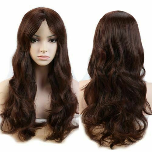 Halloween Women Natural Hair Long Straight Curly Cosplay Synthetic Full Wig - Picture 26 of 79