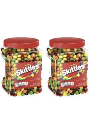 2 Jars Skittles Original Fruity Candy Jar Bite Size Candies 54 oz Each Jar