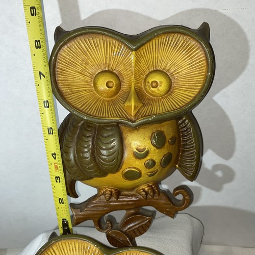 Vintage Set 2 Sexton Metal Owl Wall Art Hangings Plaques Mid Century 1970 - Picture 4 of 6