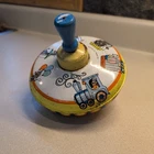 Metal Tin Toy Spinning Top with Circus Animals 6" by Ohio Art USA Vintage  1960s