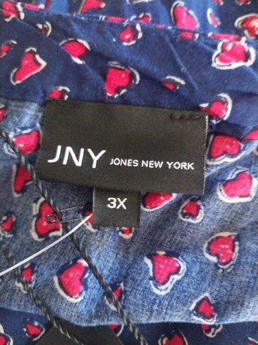 CAMISA JONES YEW YORK TOP MANGA 3/4 CORAZONES 100% RAYÓN 2X Leer!! JERSEY - Imagen 5 de 7