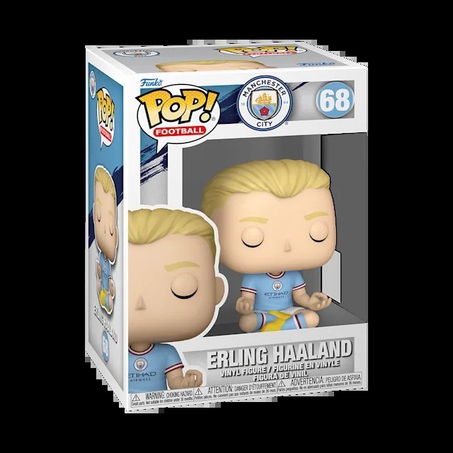 Erling Haaland #68 Seated Manchester City Funko Pop In Protector