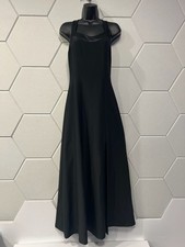 Vintage Black Satin Trimmed Formal Evening Gown