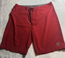 Hurley Size 32 Red Board Shorts Swim Wear Swimming Shorts Mens