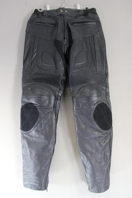 BIKERS GEAR SCHWARZE LEDERHOSE + HÜFT-/KNIEPROTEKTOREN BUNDWEITE 34-36''/BEIN 32''/XL