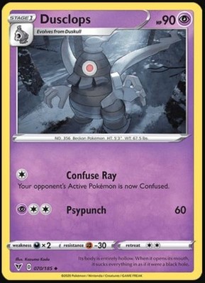 x4 Dusclops - 070/185 - Uncommon Pokemon SS04 Vivid Voltage M/NM